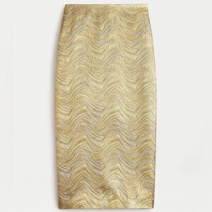 J. Crew Collection pencil skirt in metallic leaf jacquard
